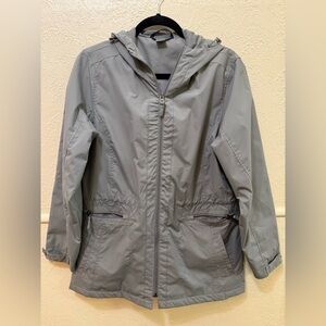 Natural Reflections Gray Hooded Rain Windbreaker Jacket Fisherman Aesthetic M